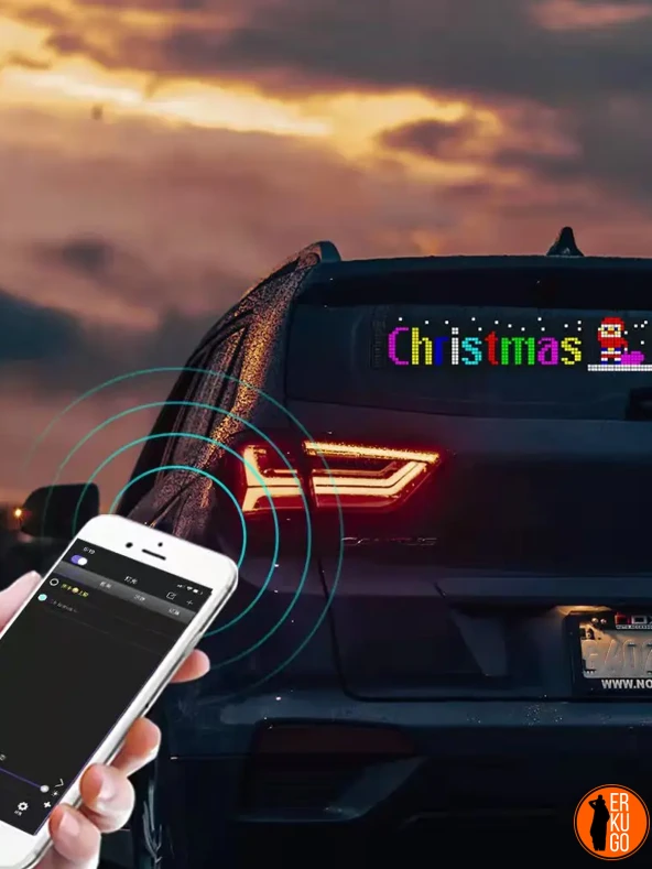 Telefon App Kontrollü Programlanabilir Araba Led Ekranı, Uzaktan kumandalı Kayan Yazı Emoji Led - 6
