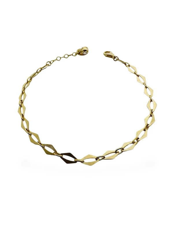 Düz Sade Aynalı İtalyan Zincir Günlük Kullanım Altın Bileklik - Resim 2