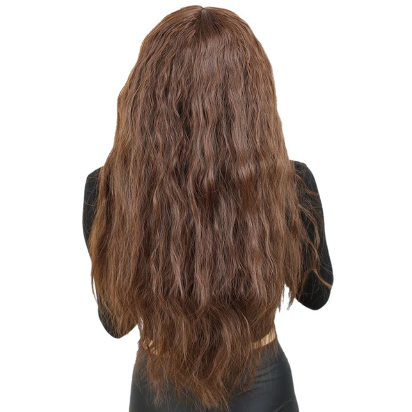Kabarık Dalgalı Uzun Fiber Sentetik Peruk - Kahve Karamel H9048-2-30-PM-14X - Resim 4