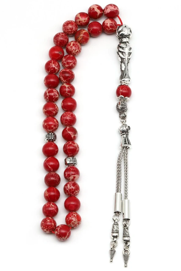 Kırmızı Varisit Doğal Taş Tesbih 8 mm Küre Kesim - 2