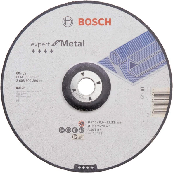 - 230*8, 0 mm Expert Serisi Bombeli Metal Taşlama Diski (Taş)