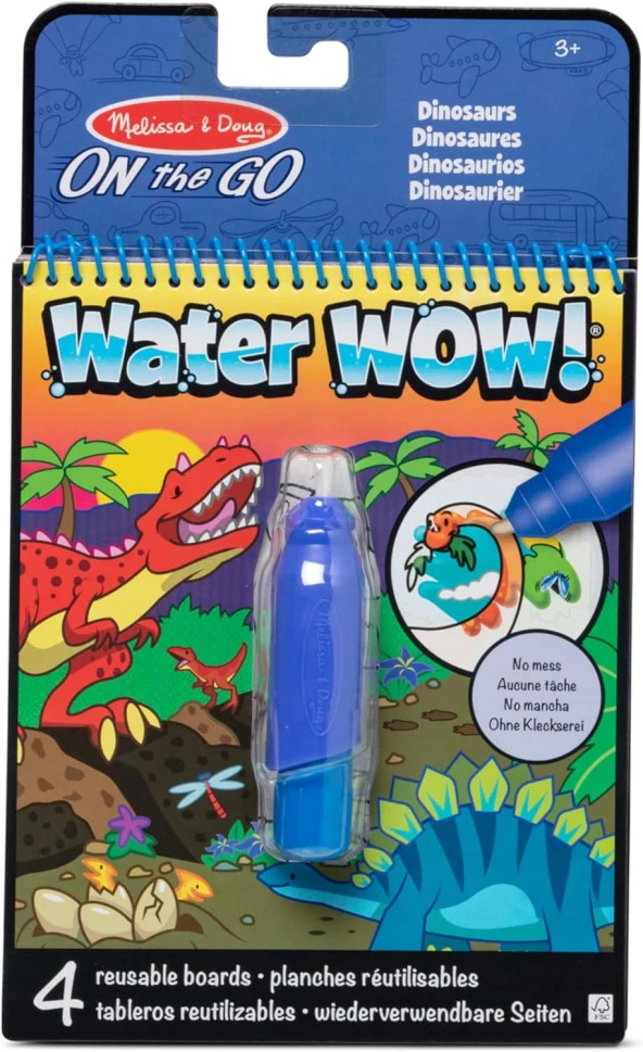 & Doug Water Wow! Su İle Boyama Kitabı - Dinozor, aktivite kitabı, seyahat, 3+ yaş, erkek veya kız çocuklar için hediye