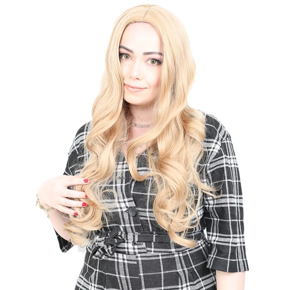 Yoğun Dalgalı Fiber Sentetik Uzun Perçemsiz Peruk - Balköpüğü H9133-24-PM-14X ürün görseli 1