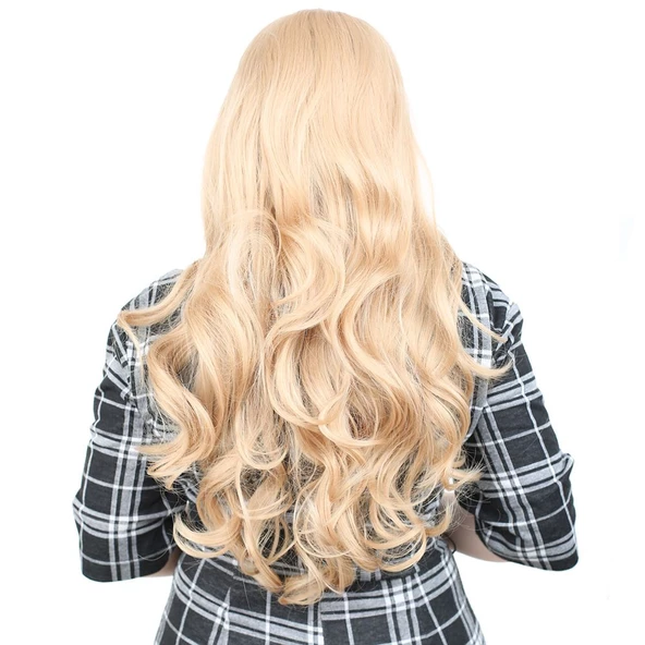 Yoğun Dalgalı Fiber Sentetik Uzun Perçemsiz Peruk - Balköpüğü H9133-24-PM-14X - Resim 4