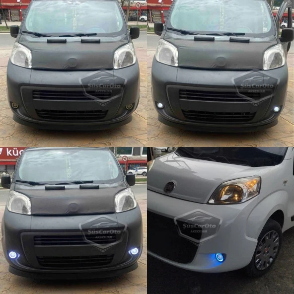 Fiat Fiorino 2008-2023 Uyumlu Üniversal Mercekli Angel Sis Farı Metal Su Geçirmez 76 mm Mavi Halkalı Gündüz Farı 2 Adet - 2