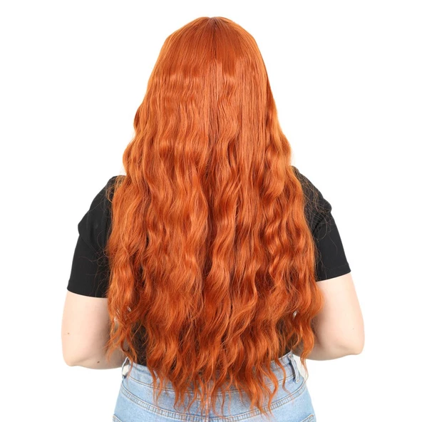 Perçemli Uzun Su Dalgası Fiber Sentetik Peruk- Bakır H7620-119-PM-14X - Resim 4