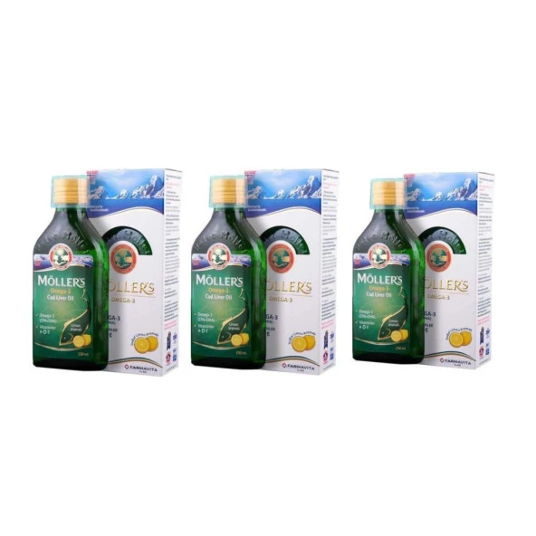 Möllers Omega 3 Limon Aromalı Balık Yağı 250 Ml - 3 ADET -SKT:11/2025