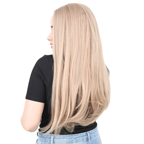 Fiber Sentetik Uzun Düz Peruk - Küllü Bebek Sarı H9016-85-612-PM-14X - 3