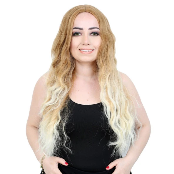 Fiber Sentetik Uzun Su Dalgası Peruk - Balköpüğü / Platin Kısa Ombreli H9034-36F613-7-3-PM-14X ürün görseli 1