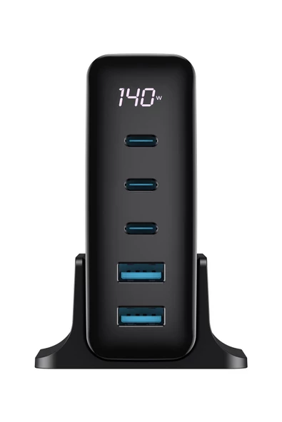 Havit 140W Gan Teknoloji 5-Portlu PD 3.1 Göstergeli Hızlı Şarj Cihazı (Macbook, Iphone Uyumlu) - 3