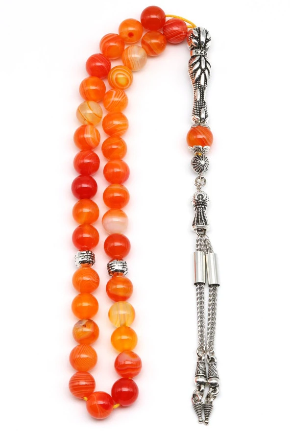 Madagaskar Akik Taş Tesbih 8 mm Küre Kesim - Resim 2