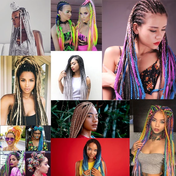 Afrika Örgüsü Ve Rasta İçin Sentetik Saç - Şeker Pembesi PInk2-PM-14X