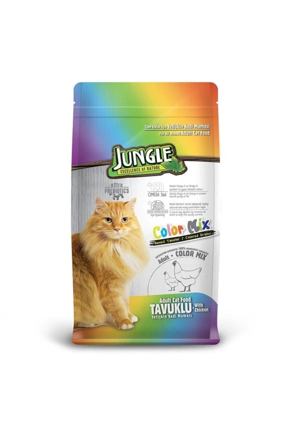 Jungle Colormix Tavuklu Kedi Maması 15 Kg