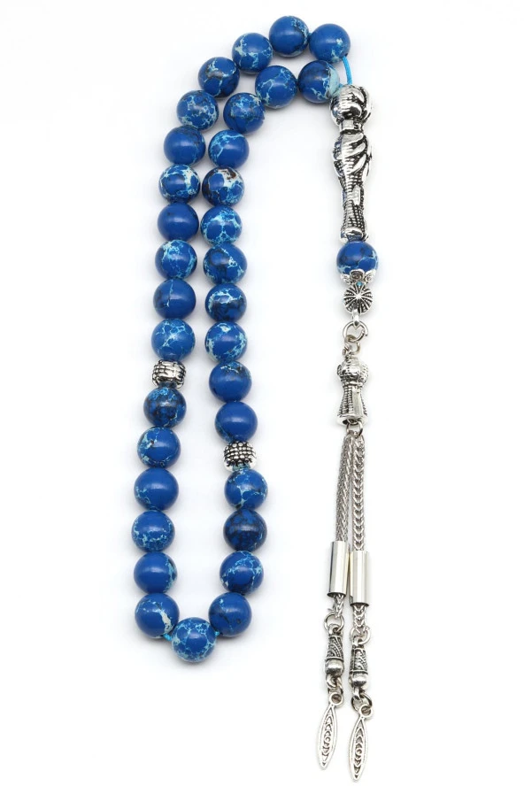 Lacivert Varisit  Doğal Taş Tesbih 8 mm Küre Kesim - Resim 2