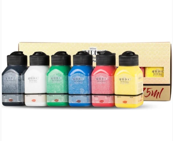 Artdeco Akrilik Boya Seti Canlı Renkler 75Ml 6Lı ürün görseli 1