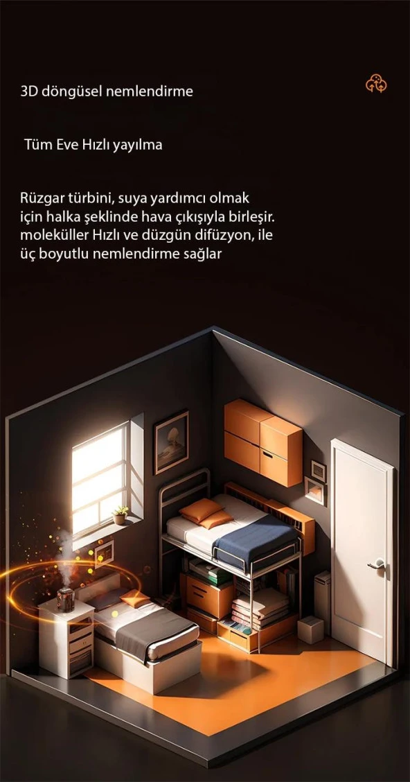 EZERE 3L Kapasiteli Üç Spreyli Hava Nemlendirici Difüzör - 7