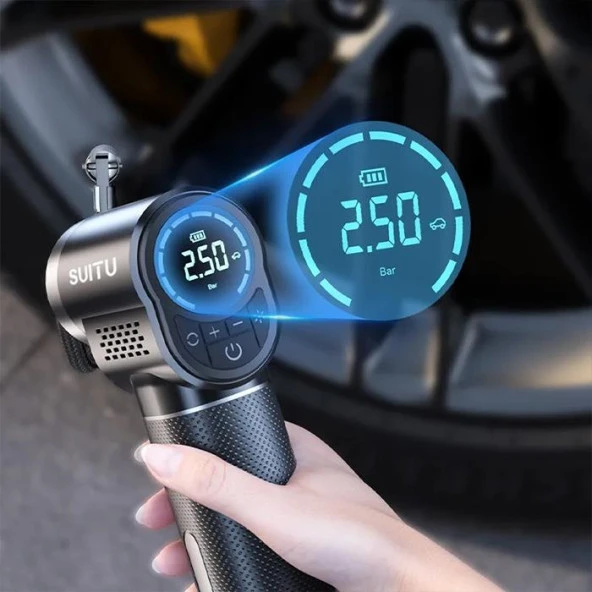Zhltools ST-5518 Dijital Göstergeli Şarjlı Taşınabilir Hava Kompresörü Lastik Pompası - 3