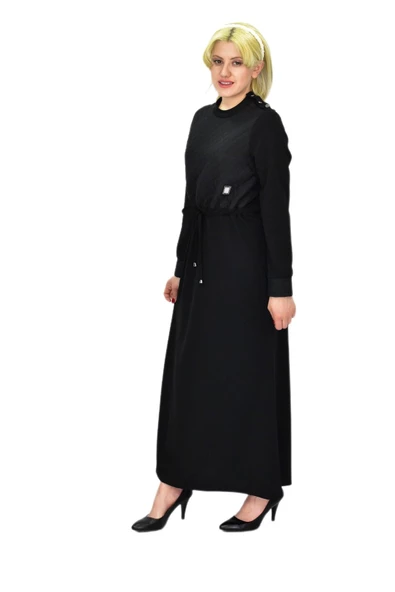 Kadın Siyah Kapitone Elbise BGL-ST03516 - Resim 3
