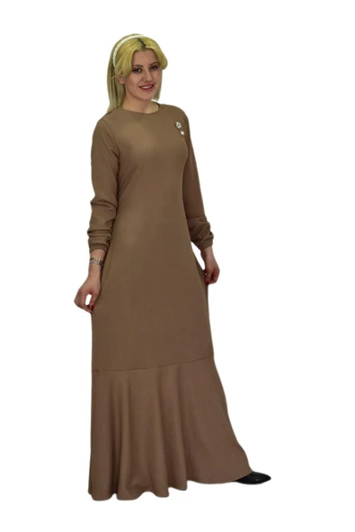 Kadın Bürümcük Uzun Kol Elbise BGL-ST03723 - Resim 11