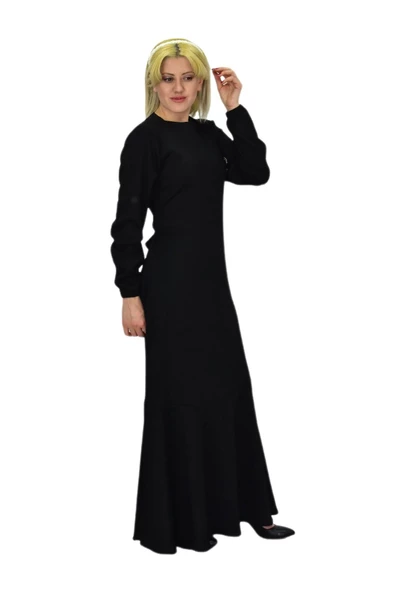 Kadın Bürümcük Uzun Kol Elbise BGL-ST03723 - Resim 8