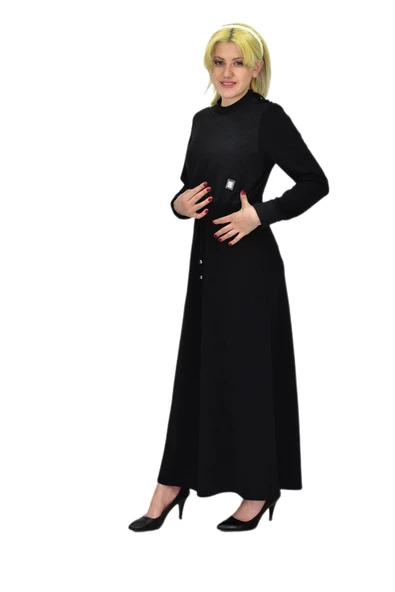 Kadın Siyah Kapitone Elbise BGL-ST03516 - Resim 4