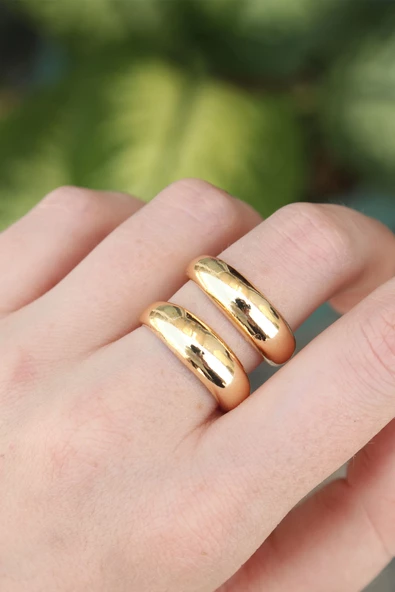 Pirinç Gold Renk Ayarlanabilir Şerit Yüzük - TJ-BYK3172 ürün görseli