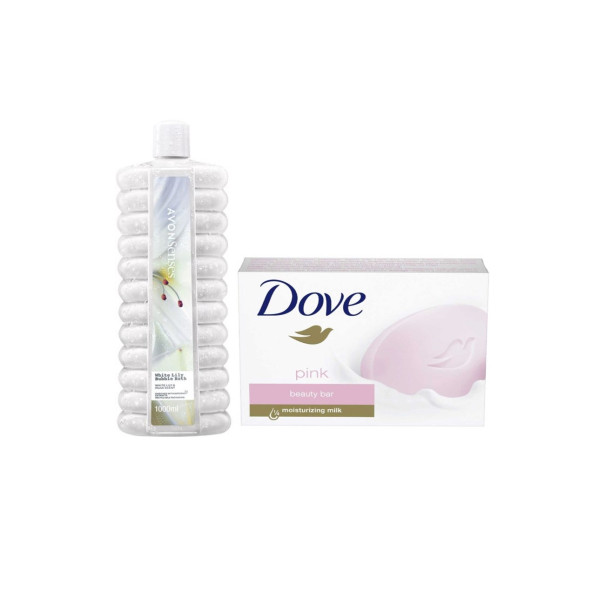 Avon White Lily Banyo Köpüğü 1000 ml + Dove Pink Nemlendiricili Katı Sabun 90 Gram(2'li set)