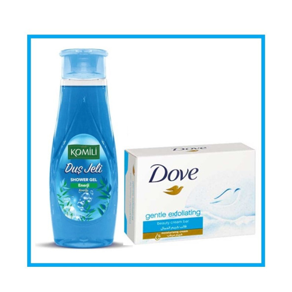 Komili Enerji Duş Jeli 500 ml + Dove Gentle Exfoliating Katı Sabun 90 Gram-(2'Lİ SET)