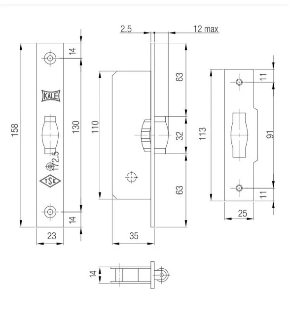 Kale 155B Makaralı Gömme Kilit - 2