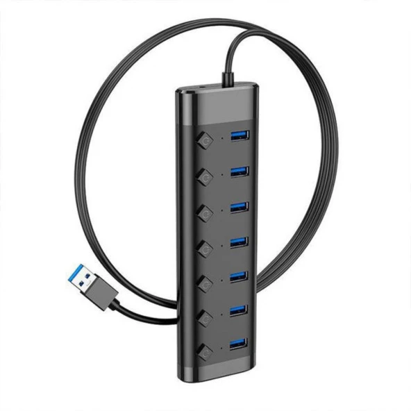 Polham Işıklı 7 Adet USB Port Çoğaltıcı HUB Yazıcı, Mouse, Klavye, USB Bellek Çoğaltıcı, Düğmeli