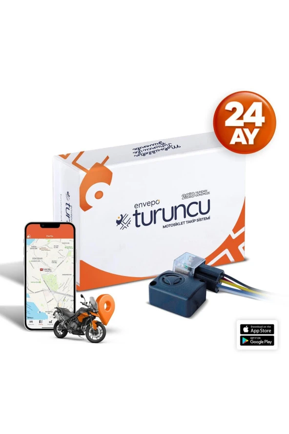 Turuncu Motosiklet Takip Cihazı (24 Aylık) ve Buzzer Cihazı - Mobil Araç Takip Cihazı