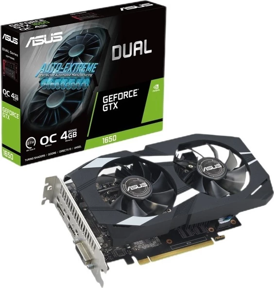 ASUS GEFORCE GTX 1650 DUAL-GTX1650-O4GD6-P-EVO 4GB GDDR6   OC DVI HDMI DP EKRAN KARTI