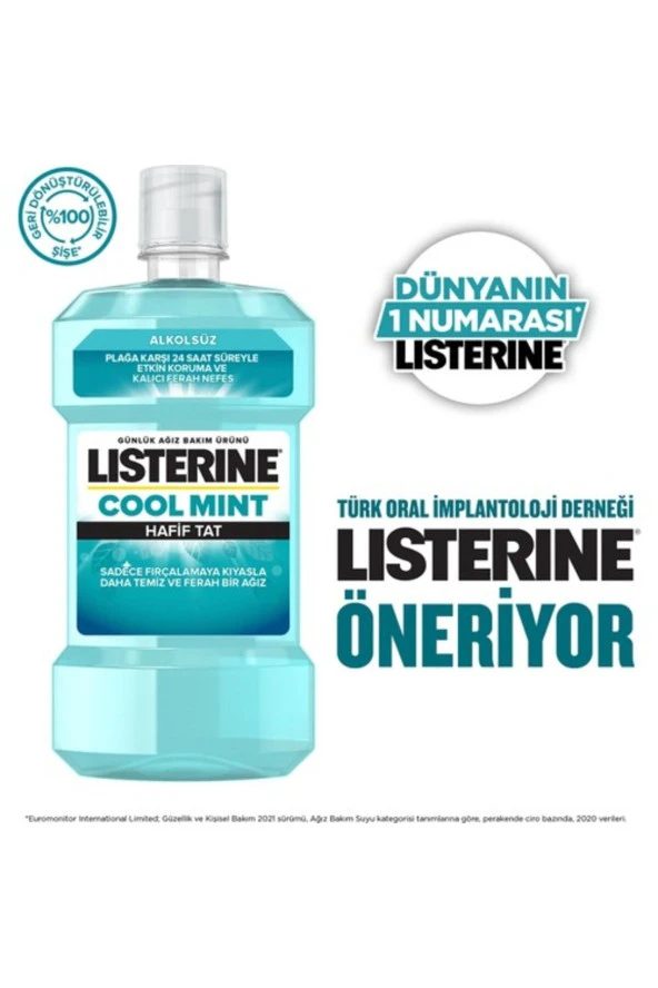 LİSTERİNE COOL MİNT HAFİF TAT ALKOLSÜZ AĞIZ BAKIM SUYU 500 ML - 6