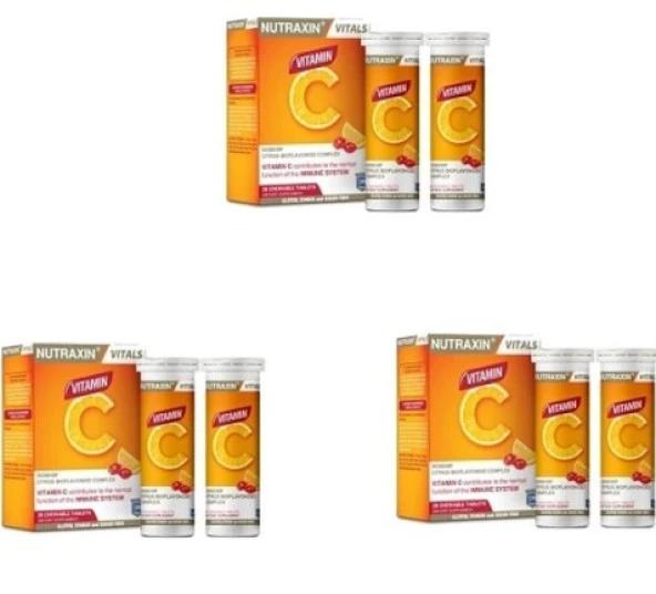 Nutraxin Vitals Vitamin-C 28 Çiğneme Tableti 3 Adet