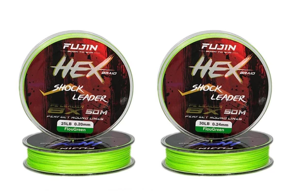 Fujin Hex Braid 8x 50mt Fluo Green PE İp Shock Leader