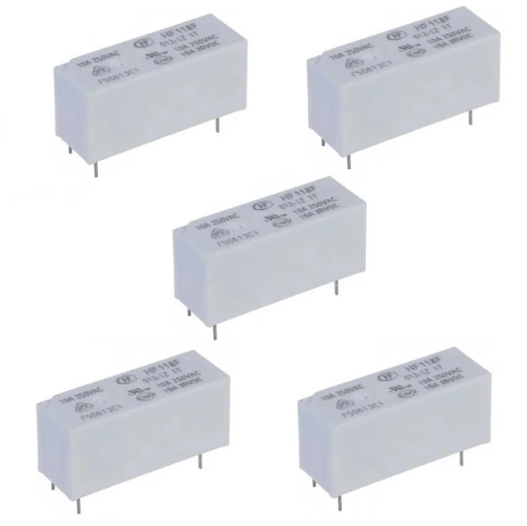 Hongfa HF118F 012-1Z1T 12V 10A 1C 5 Pin Minyatür Pcb Güç Rölesi - 5 Adet ürün görseli