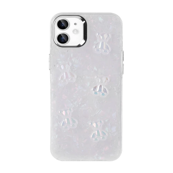 iPhone 11 Uyumlu  Uyumlu KılıfKabartma Figürlü Parlak Eralli Silikon Kapak - 3