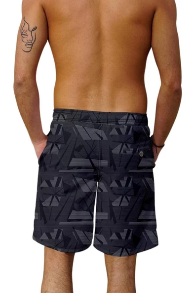 Uzun Boy Model Su İtici Özellikli Dijital Baskılı Erkek Plaj Deniz Şort Mayo - Resim 7