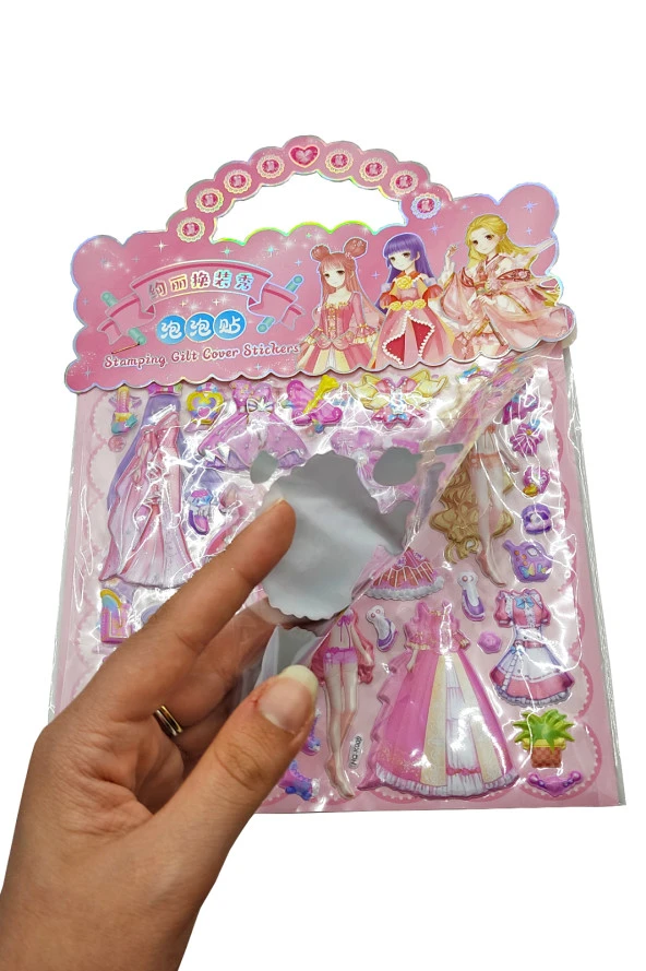 Sticker Kabartmalı Çantalı iki Sayfalı Sticker Seti (HQK009) - 21x17 cm - Prenses Giydirme - 3