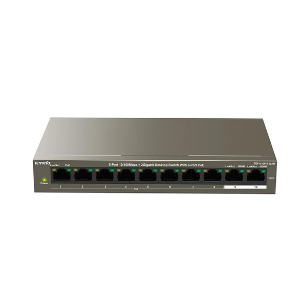 Tenda TEF1110P-8-102W 8 Port 10/100Mbps 2 Gigabit Port 102W PoE Switch