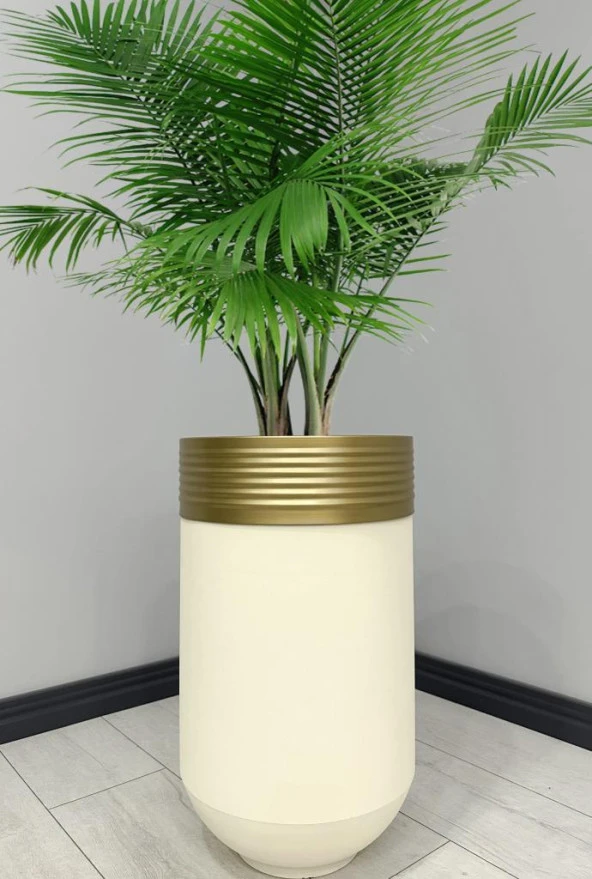 ELEGANT Dekoratif Eskitme Darbuka Krem Saksı 60cm ürün görseli