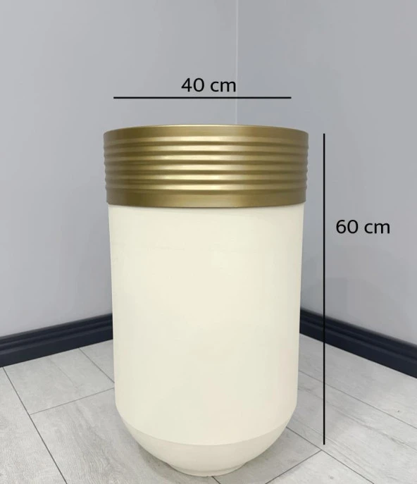 ELEGANT Dekoratif Eskitme Darbuka Krem Saksı 60cm - Resim 3