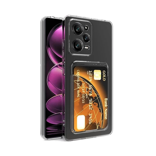 Xiaomi Redmi Note 12 Pro 5G Uyumlu  Uyumlu KılıfKartlıklı Şeffaf Setra Clear Silikon Kapak - 3