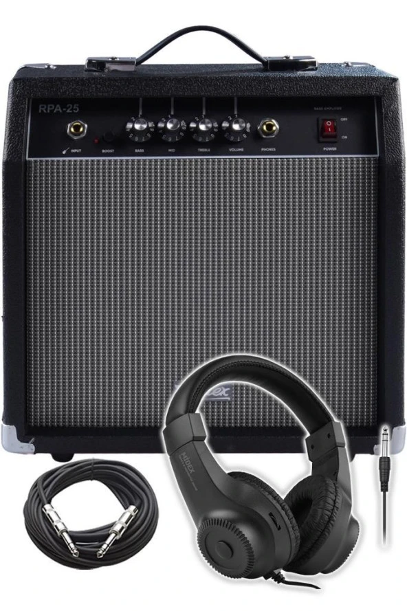 Midex RPA-25BK-HD Bas Gitar Amfisi 25 Watt (Kulaklık ve Jak Kablosu Dahil)