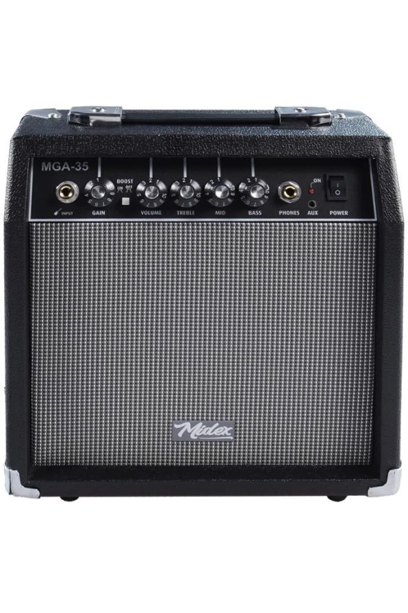 Midex MGA-35BK-PAK Elektro Gitar Amfisi Seti 35 Watt Gain Özellikli (Amfi Mikrofon Stand Kulaklık Jack Kablo) - 3