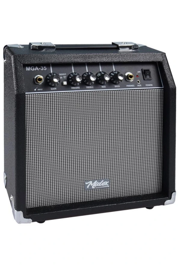 Midex MGA-35BK-PAK Elektro Gitar Amfisi Seti 35 Watt Gain Özellikli (Amfi Mikrofon Stand Kulaklık Jack Kablo) - 4
