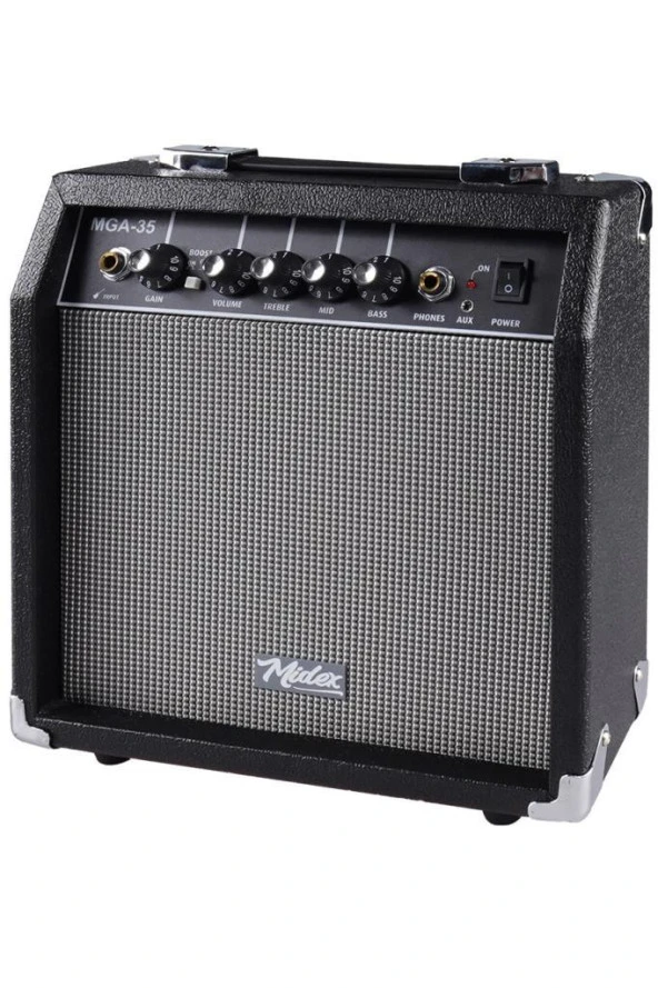 Midex MGA-35BK-PAK Elektro Gitar Amfisi Seti 35 Watt Gain Özellikli (Amfi Mikrofon Stand Kulaklık Jack Kablo) - 5