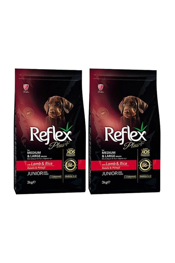 Plus Orta Büyük Irk Kuzulu Pirinçli Yavru Köpek Maması 3 Kg 2'Lİ SET