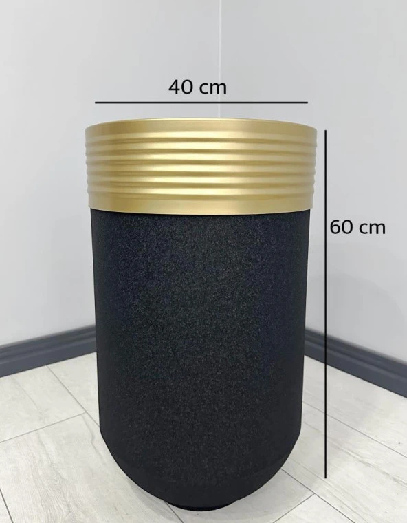 ELEGANT Dekoratif Eskitme Darbuka Siyah Saksı 60cm - Resim 3