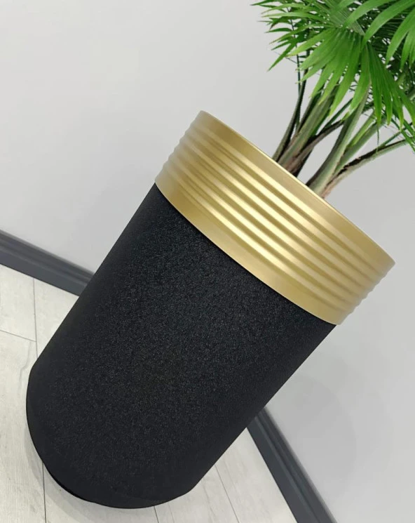 ELEGANT Dekoratif Eskitme Darbuka Siyah Saksı 70cm - 2